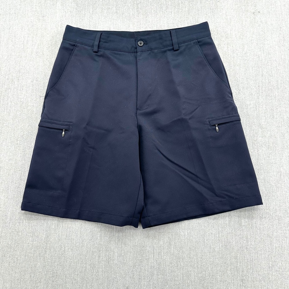 IZOD Golf Shorts Mens 32 Navy Blue XFG Performance Cargo Flat Front Preppy